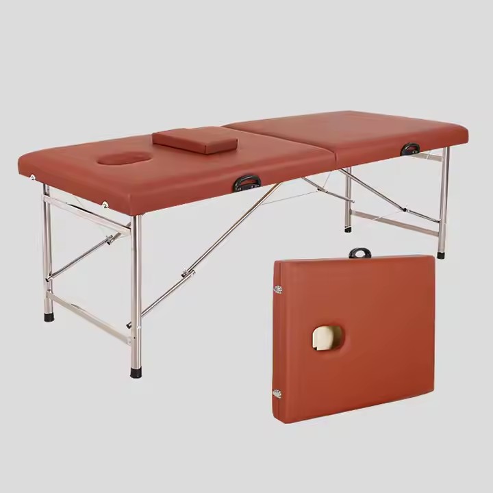 Lightweight Portable Massage Bed Brown Foldable with Aluminum Frame