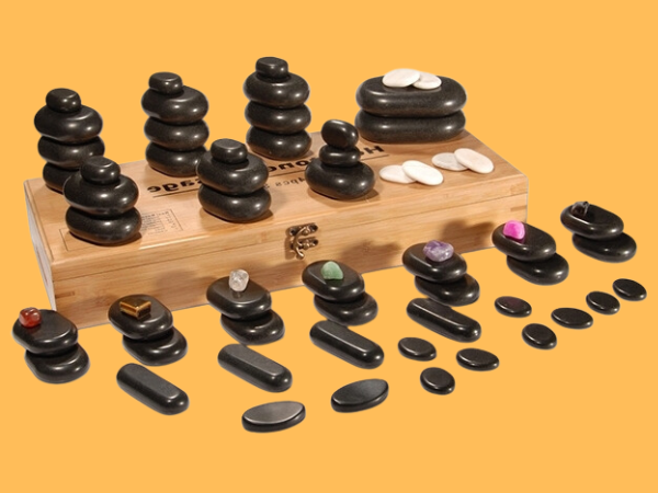 MASTER   Massage Hot Stone Set 64 Pcs   Deluxe Black Basalt
